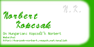 norbert kopcsak business card